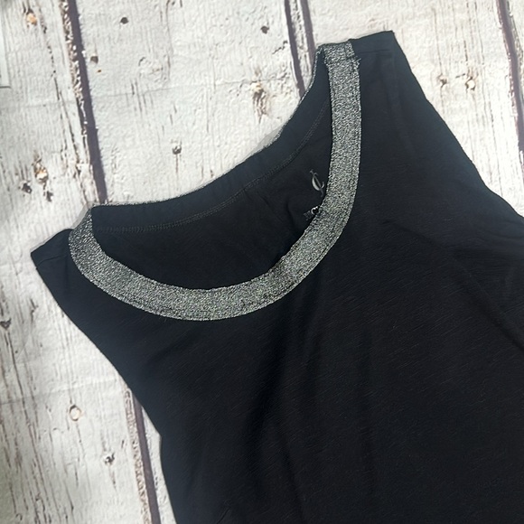 Juicy Couture Silver Scoop Neck Black  Over Flap Evening Dress Size Medium - Picture 2 of 7